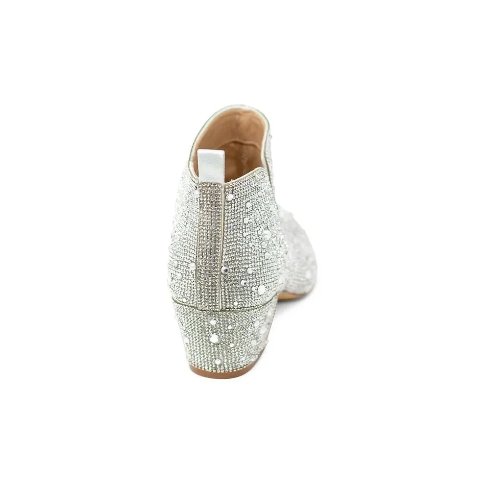 NEW Kate Whitcomb Brit Sparkly Rhinestone Boot Bootie Block High Heel Shoe Pearl